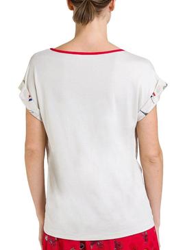 Camiseta Naf Naf Ilustraciones Beige Para Mujer