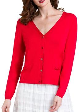 Chaqueta Naf Naf Botones Pedrería Rojo Para Mujer