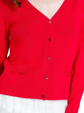 Chaqueta Naf Naf Botones Pedrería Rojo Para Mujer