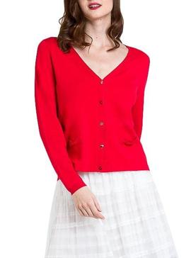 Chaqueta Naf Naf Botones Pedrería Rojo Para Mujer