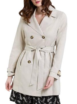 Gabardina Naf Naf Cinturón Beige Para Mujer