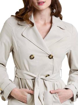 Gabardina Naf Naf Cinturón Beige Para Mujer