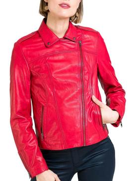 Cazadora Naf Naf Piel Rojo Para Mujer