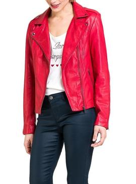 Cazadora Naf Naf Piel Rojo Para Mujer