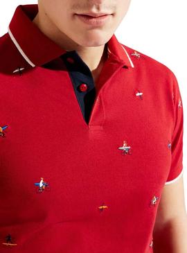 Polo Hackett Pattern Rojo para Hombre