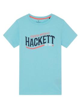 Camiseta Hackett Logo Retro Azul Para Niño