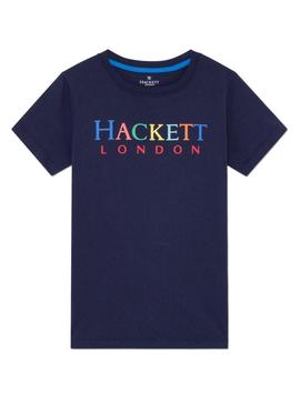 Camiseta Hackett Letras Multicolor Marino Niño