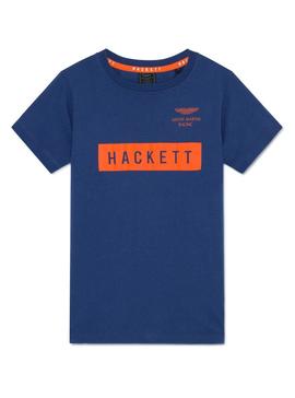 Camiseta Hackett AMR Logo Azul Para Niño