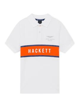 Polo Hackett AMR Chest Panel Blanco Para Niño