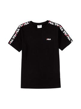 Camiseta Fila Tait Negra Para Niño y Niña