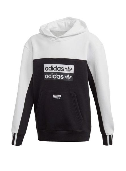 Sudadera Adidas Hoodie Negro Blanco Niño