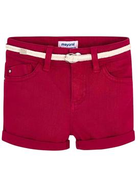 Short Mayoral Sarga Rojo Para Niña