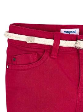 Short Mayoral Sarga Rojo Para Niña