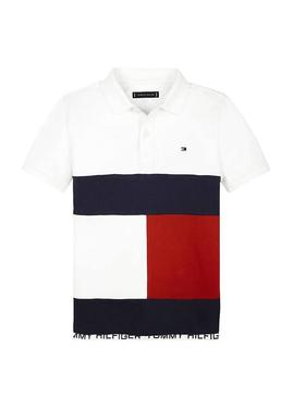 Polo Tommy Hilfiger Colorblock Blanco para Niño