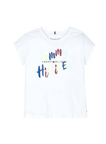 Camiseta Tommy Hilfiger Fluro Blanco para Niña