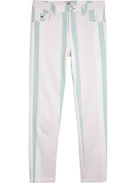 Pantalon Vaquero Tommy Jeans Stripe Blanco Mujer