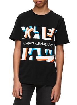 Camiseta Calvin Klein Jeans Letter Negro para Niño