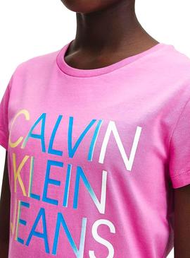 Camiseta Calvin Klein Jeans Gradient Rosa Niña