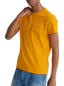 Camiseta Superdry Core Faux Suede Amarillo Hombre