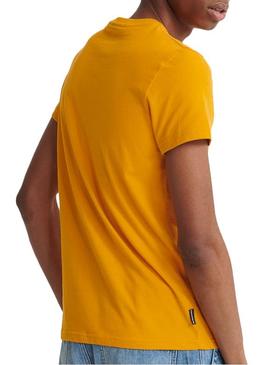 Camiseta Superdry Core Faux Suede Amarillo Hombre