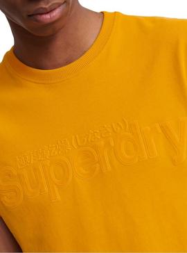 Camiseta Superdry Core Faux Suede Amarillo Hombre