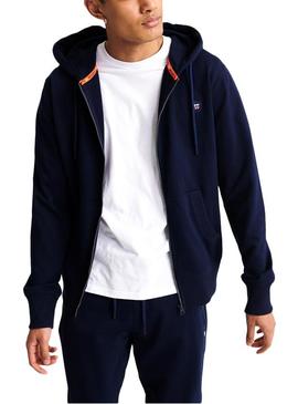 Sudadera Superdr Zip Hood Marino Hombre