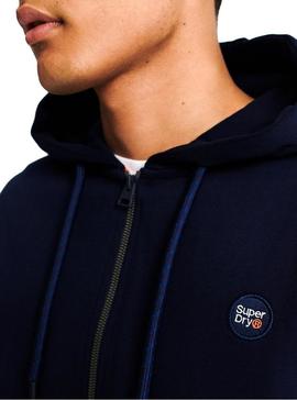 Sudadera Superdr Zip Hood Marino Hombre