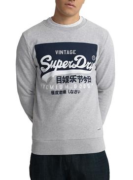 Sudadera Sueprdry Vintage Logo Gris Para Hombre