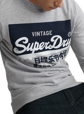 Sudadera Sueprdry Vintage Logo Gris Para Hombre