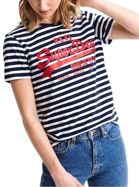 Camiseta Superdry Vintage Logo Satin Stripe Mujer