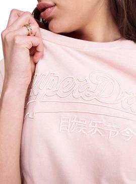 Camiseta Superdry Vintage Logo Outline Rosa Mujer