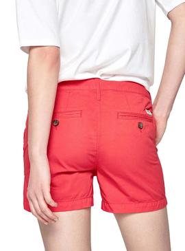 Short Pepe Jeans Balboa Rojo Para Mujer