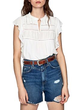 Blusa Pepe Jeans Irina Beige Para Mujer