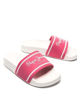 Sandalias Pepe Jeans Slider Logo Rosa Para Niña