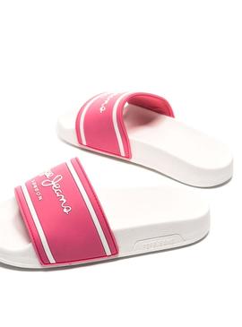 Sandalias Pepe Jeans Slider Logo Rosa Para Niña