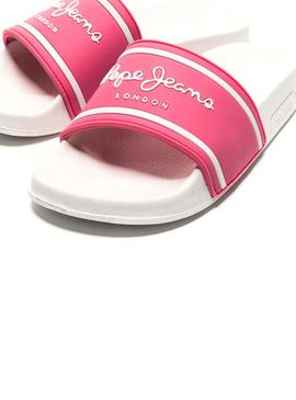 Sandalias Pepe Jeans Slider Logo Rosa Para Niña