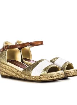 Sandalias Tommy Hilfiger Wedge Purpurina Para Niña