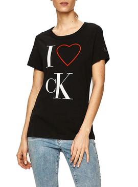 Camiseta Calvin Klein Jeans Love CK Negro Mujer