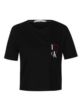 Camiseta Calvin Klein Jeans Love Negro Para Mujer