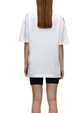 Camiseta Calvin Klein Jeans Large CK Blanco Mujer