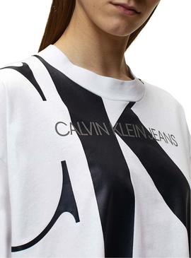 Camiseta Calvin Klein Jeans Large CK Blanco Mujer