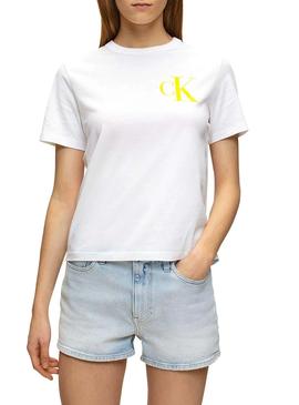 Camisera Calvin Klein Jeans Back Logo Blanco Mujer