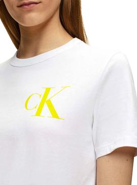 Camisera Calvin Klein Jeans Back Logo Blanco Mujer