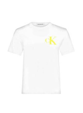 Camisera Calvin Klein Jeans Back Logo Blanco Mujer