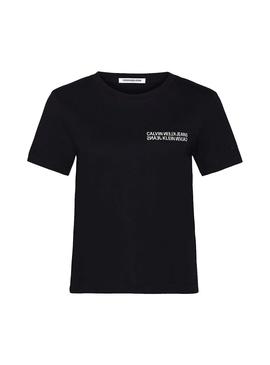Camiseta Calvin Klein Jeans Square Negro Mujer
