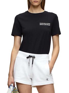 Camiseta Calvin Klein Jeans Square Negro Mujer