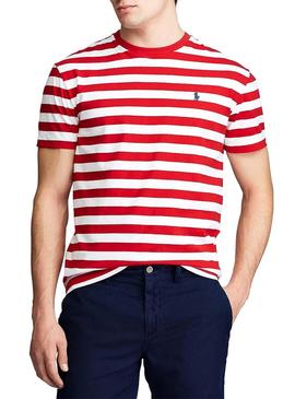 Camiseta Polo Ralph Lauren Rayas Rojo Para Hombre