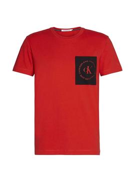Camiseta Calvin Klein Round Logo PCKT Rojo Hombre