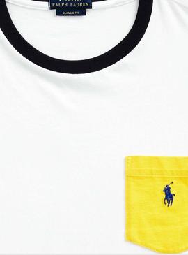 Camiseta Polo Ralph Lauren Bolsillo Blanco Hombre