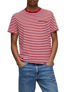 Camiseta Calvin Klein Mini Stripes Rojo Hombre